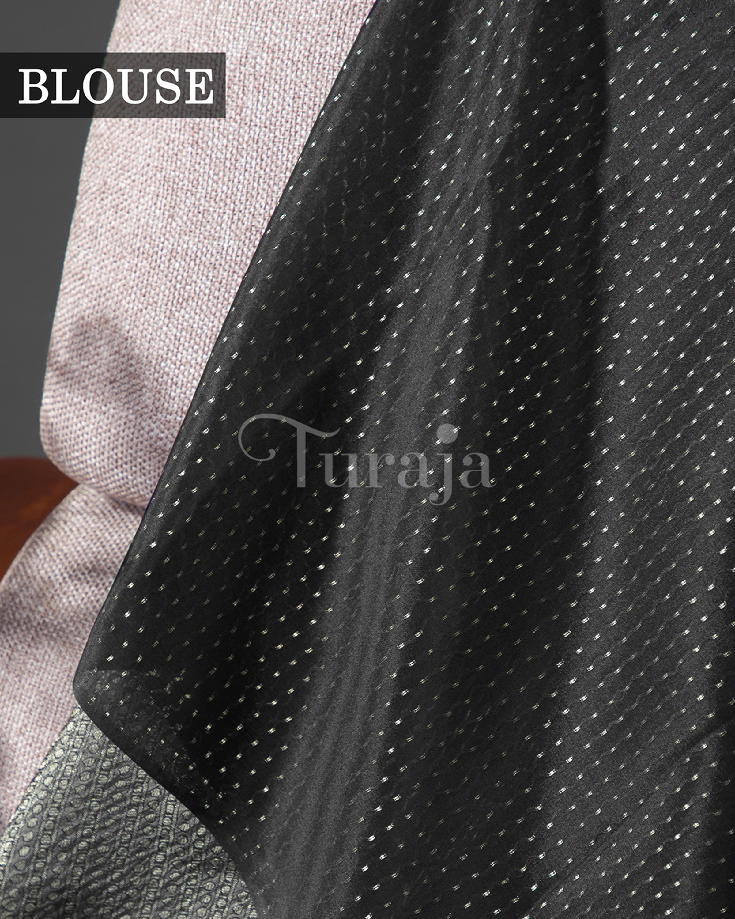 Sunset Weave: Black Mysore Crepe Silk Saree
