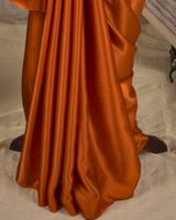PLAIN SATIN SAREE - MARIGOLD