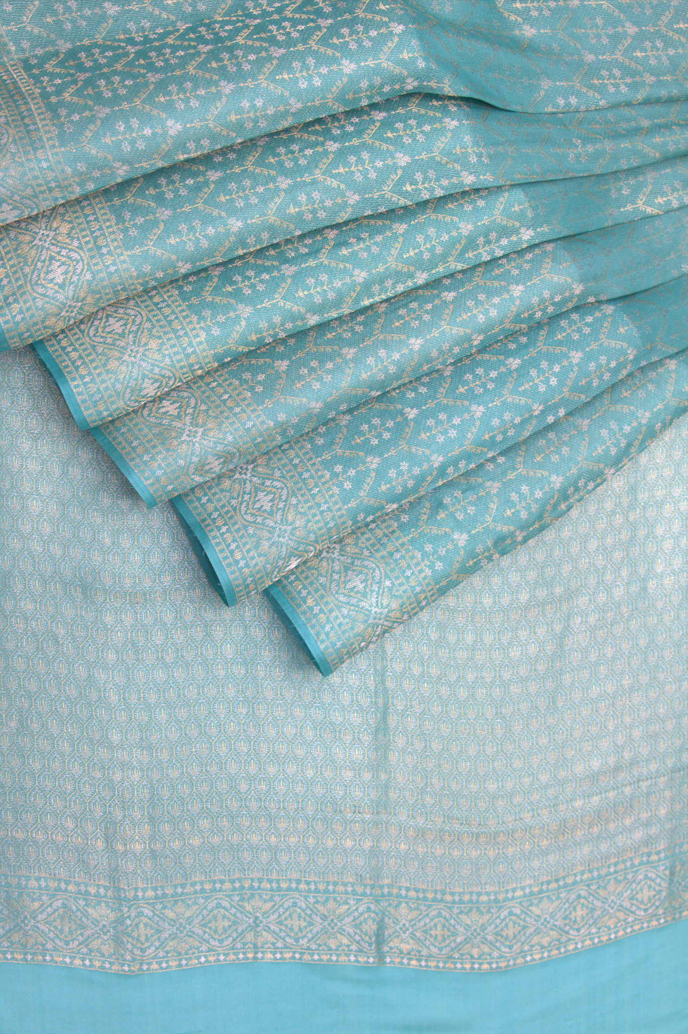 Tanabana: Ocean Blue Mysore Crepe Silk Saree