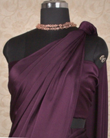 PLAIN SATIN SAREE - RUBY WINE