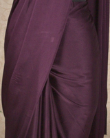 PLAIN SATIN SAREE - RUBY WINE