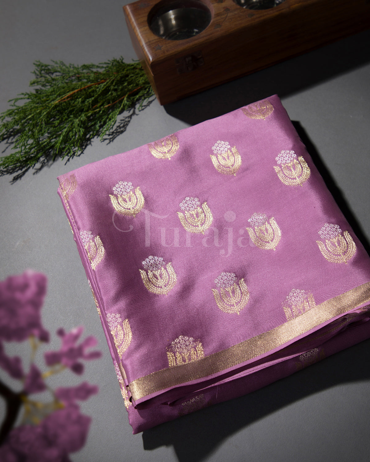 Moonlit: Lavender Mysore Crepe Silk Saree