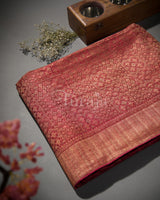 Antique Ruhani: Red Mysore Crepe Silk Saree