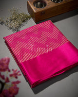 Sunset Weave: Rani Pink Mysore Crepe Silk Saree