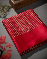 Timeless Stripes: Red Mysore Crepe Silk Saree-view1