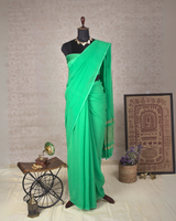 PLAIN CHIFFON SAREE - JADE GREEN