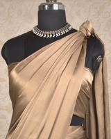 PLAIN SATIN SAREE - CHAMPAGNE