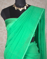 PLAIN CHIFFON SAREE - JADE GREEN