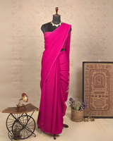 PLAIN CHIFFON SAREE - HAZE PINK