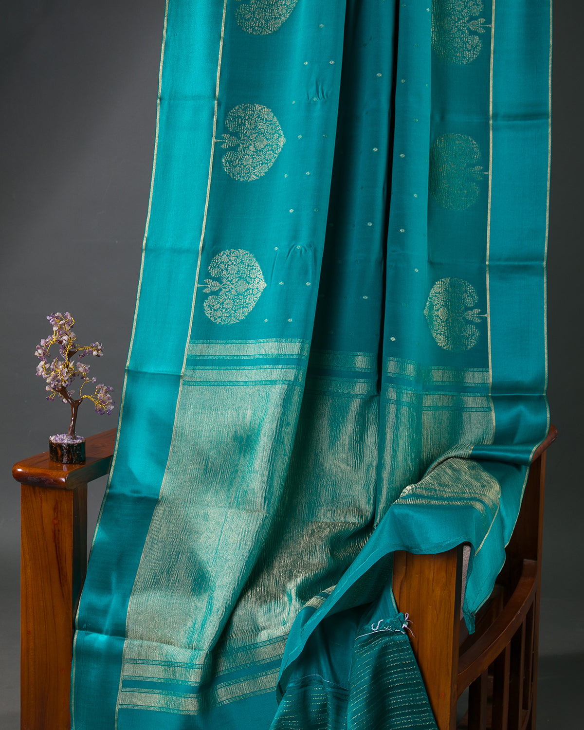 Morbagh - Rama Blue Mysore Crepe Silk Saree