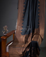 Antique Border: Black Mysore Crepe Silk Saree