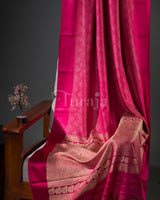 Sunset Weave: Rani Pink Mysore Crepe Silk Saree