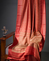 Sunset Weave: Rust Orange Mysore Crepe Silk Saree