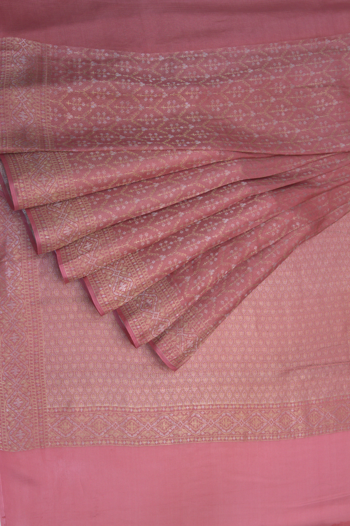 Tanabana: Blush Pink Mysore Crepe Silk Saree