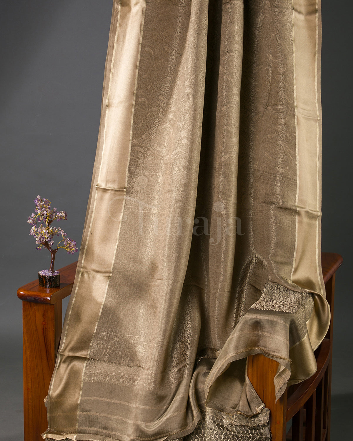 Royal Keri - Beige Mysore Crepe Silk Saree