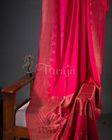 Antique Border: Red Mysore Crepe Silk Saree