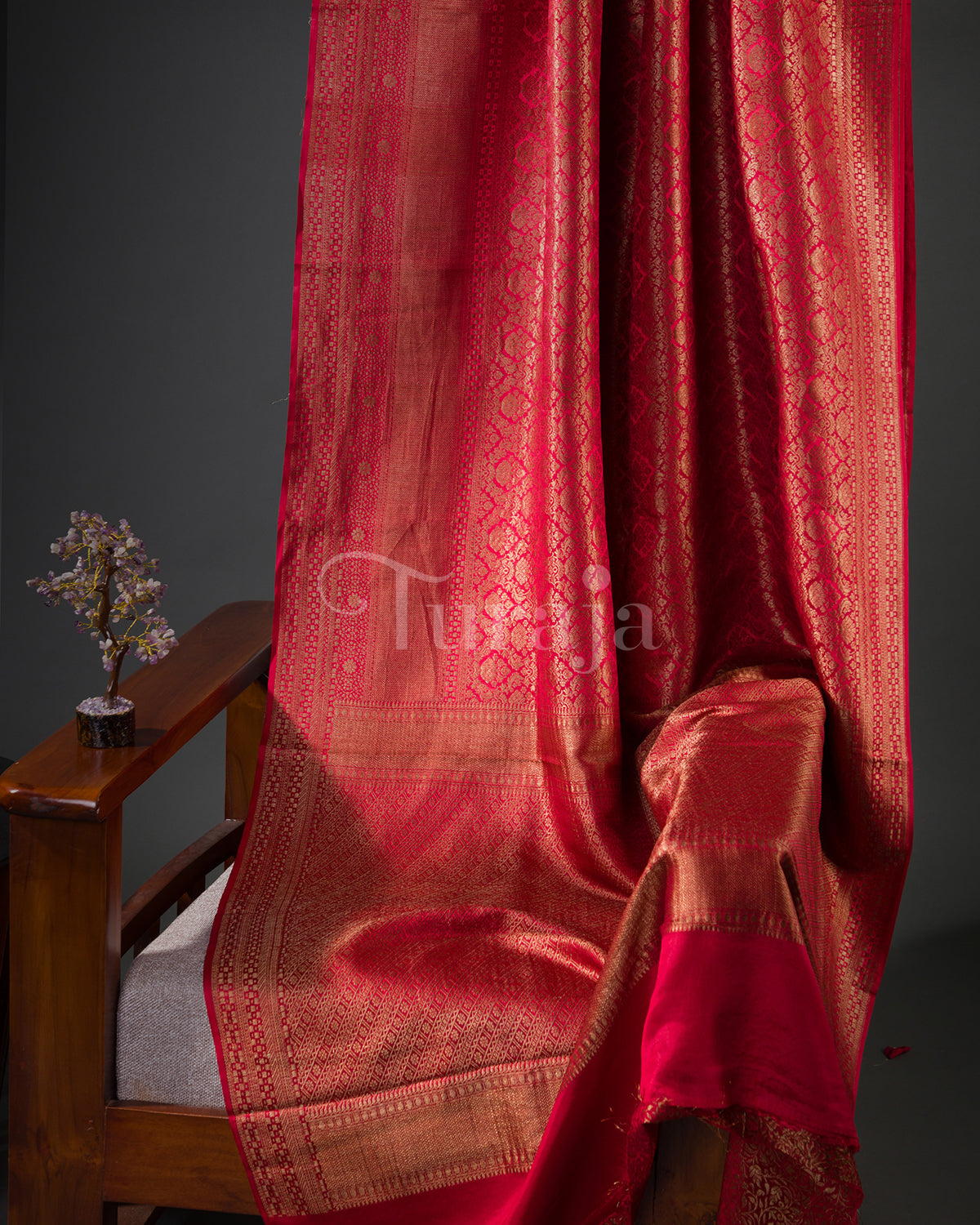 Royal: Red Mysore Crepe Silk Saree