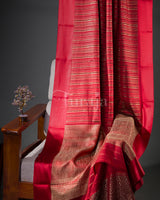 Timeless Stripes: Red Mysore Crepe Silk Saree-view2
