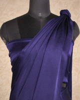 PLAIN SATIN SAREE - NAVY BLUE