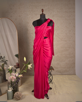 PLAIN SATIN SAREE - BLUSH PINK