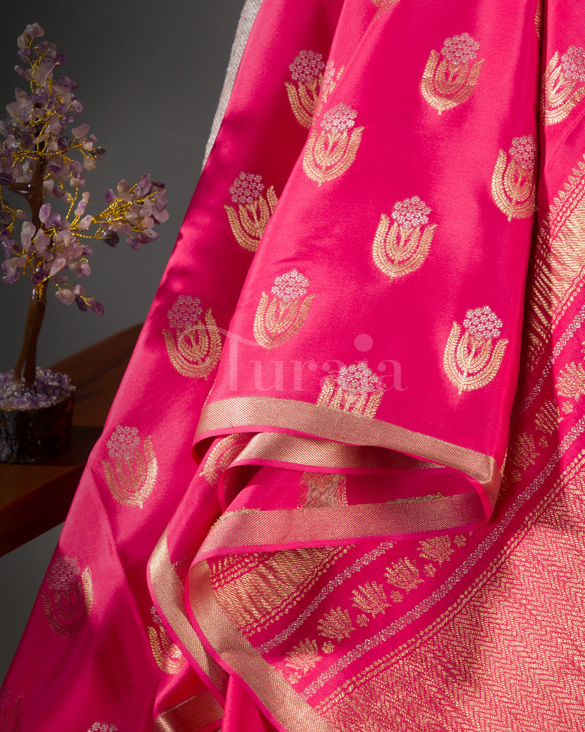 Moonlit: Pink Mysore Crepe Silk Saree