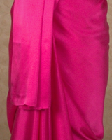 PLAIN SATIN SAREE - RANI PINK