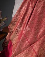 Antique Ruhani: Red Mysore Crepe Silk Saree
