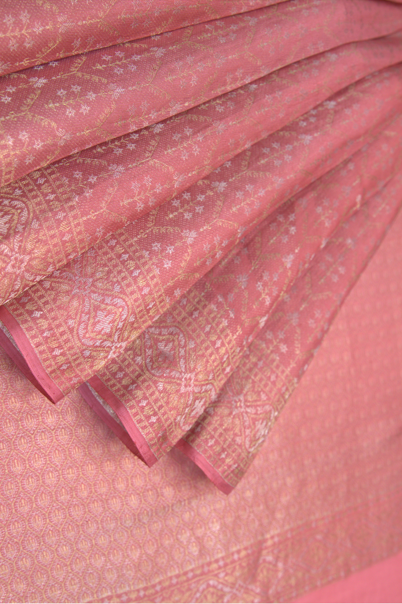 Tanabana: Blush Pink Mysore Crepe Silk Saree