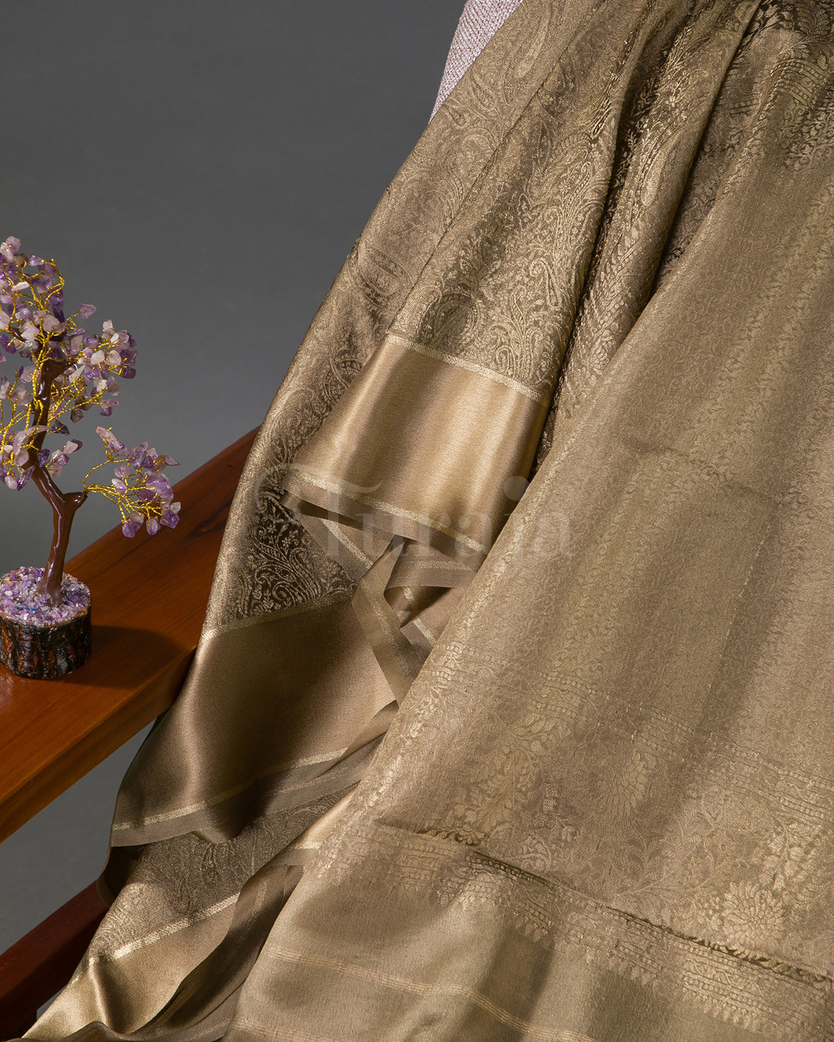 Royal Keri - Beige Mysore Crepe Silk Saree