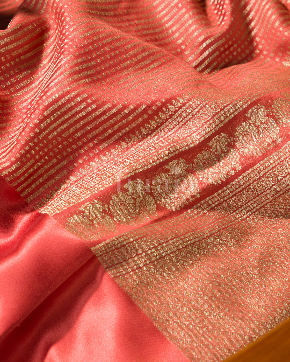 Sunset Weave: Rust Orange Mysore Crepe Silk Saree