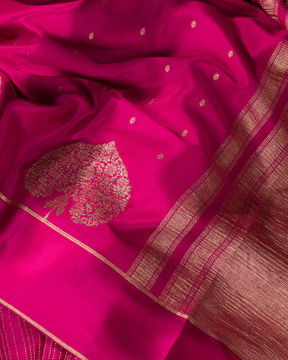 Morbagh - Rani Pink Mysore Crepe Silk Saree