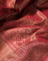 Antique Ruhani: Red Mysore Crepe Silk Saree
