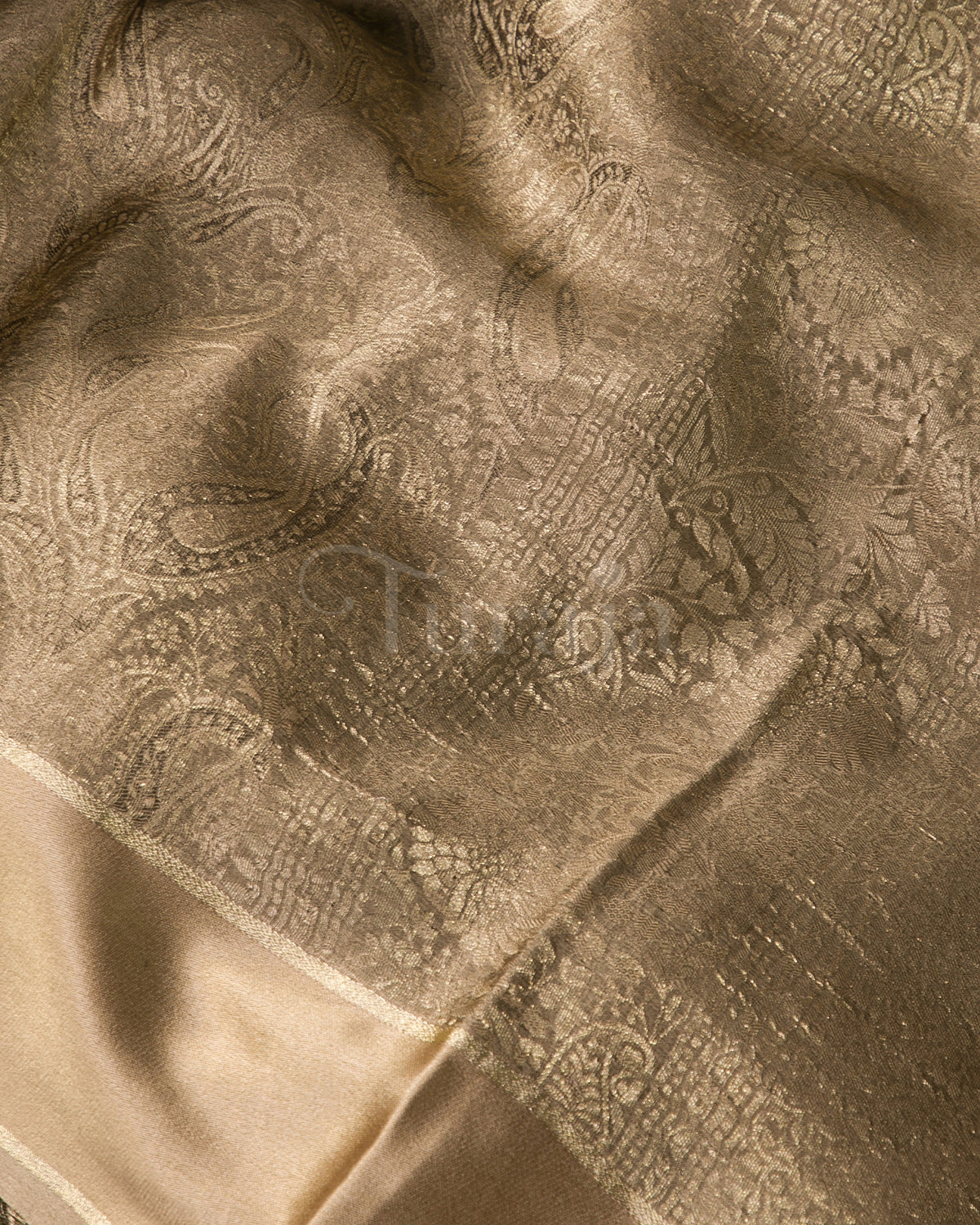 Royal Keri - Beige Mysore Crepe Silk Saree