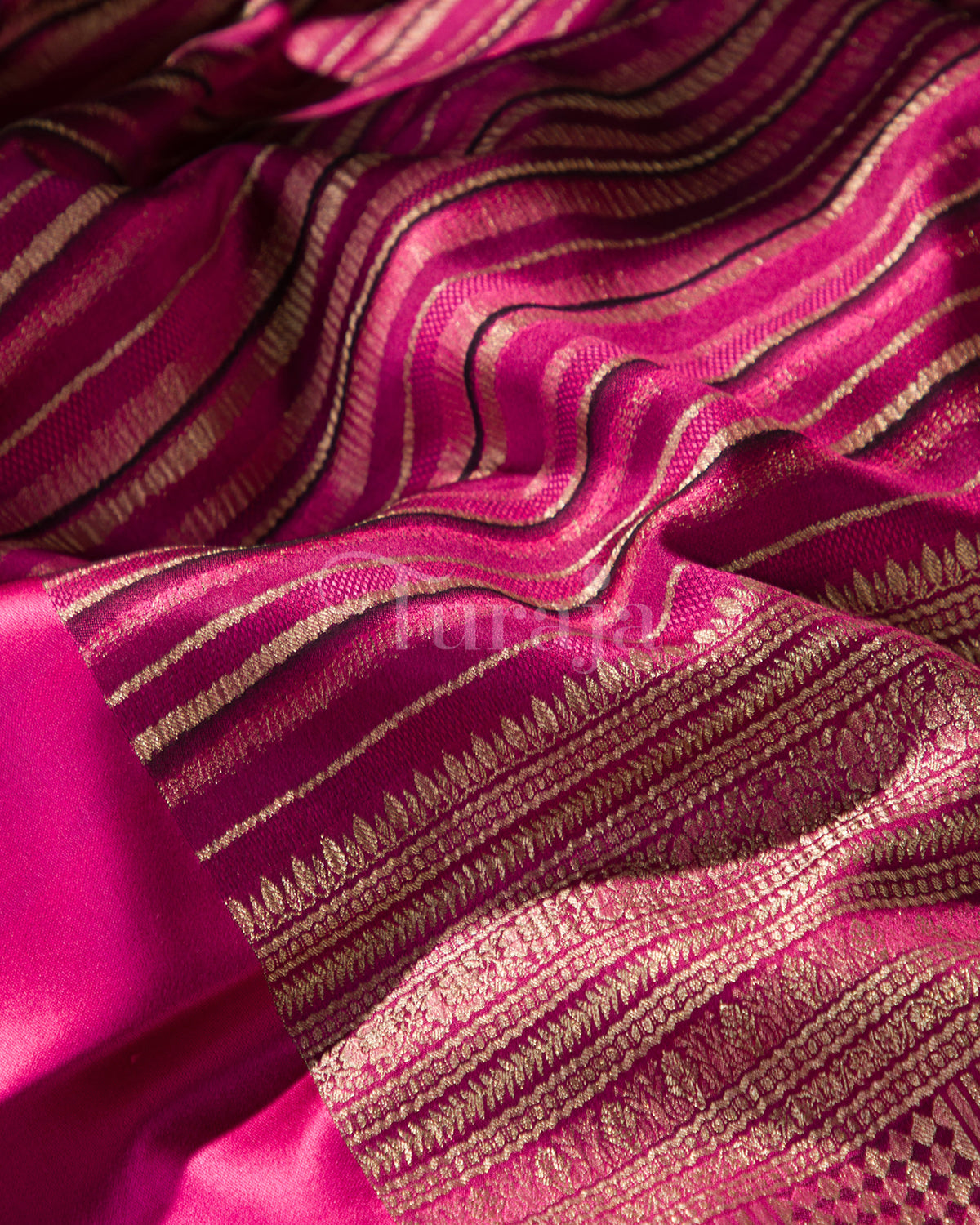 Timeless Stripes: Wine Mysore Crepe Silk Saree