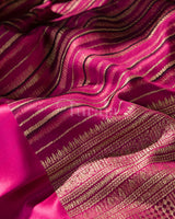 Timeless Stripes: Wine Mysore Crepe Silk Saree