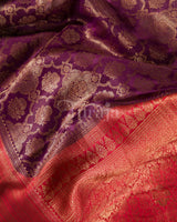 Dual Tone Brocade Contrast: Wine & Red Mysore Crepe Silk Saree-view4