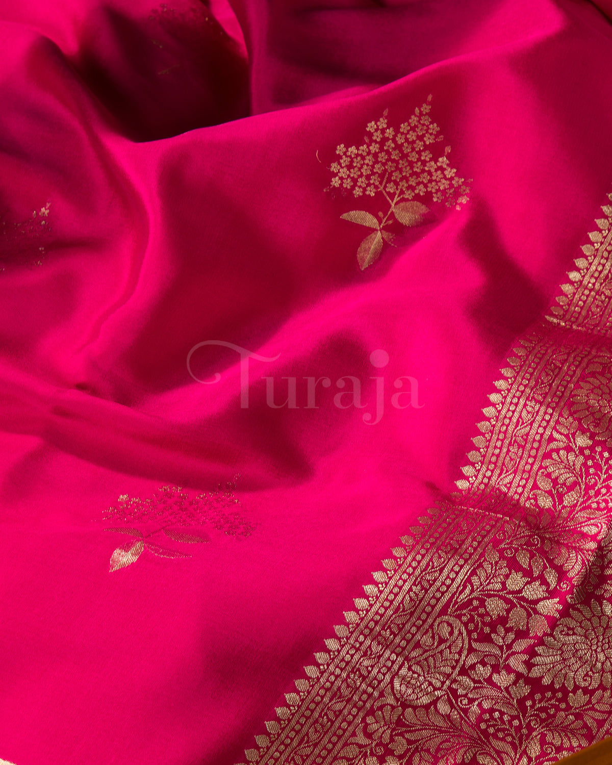 Guldasta - Rani Pink Mysore Crepe Silk Saree