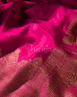 Antique Border: Rani Pink Mysore Crepe Silk Saree