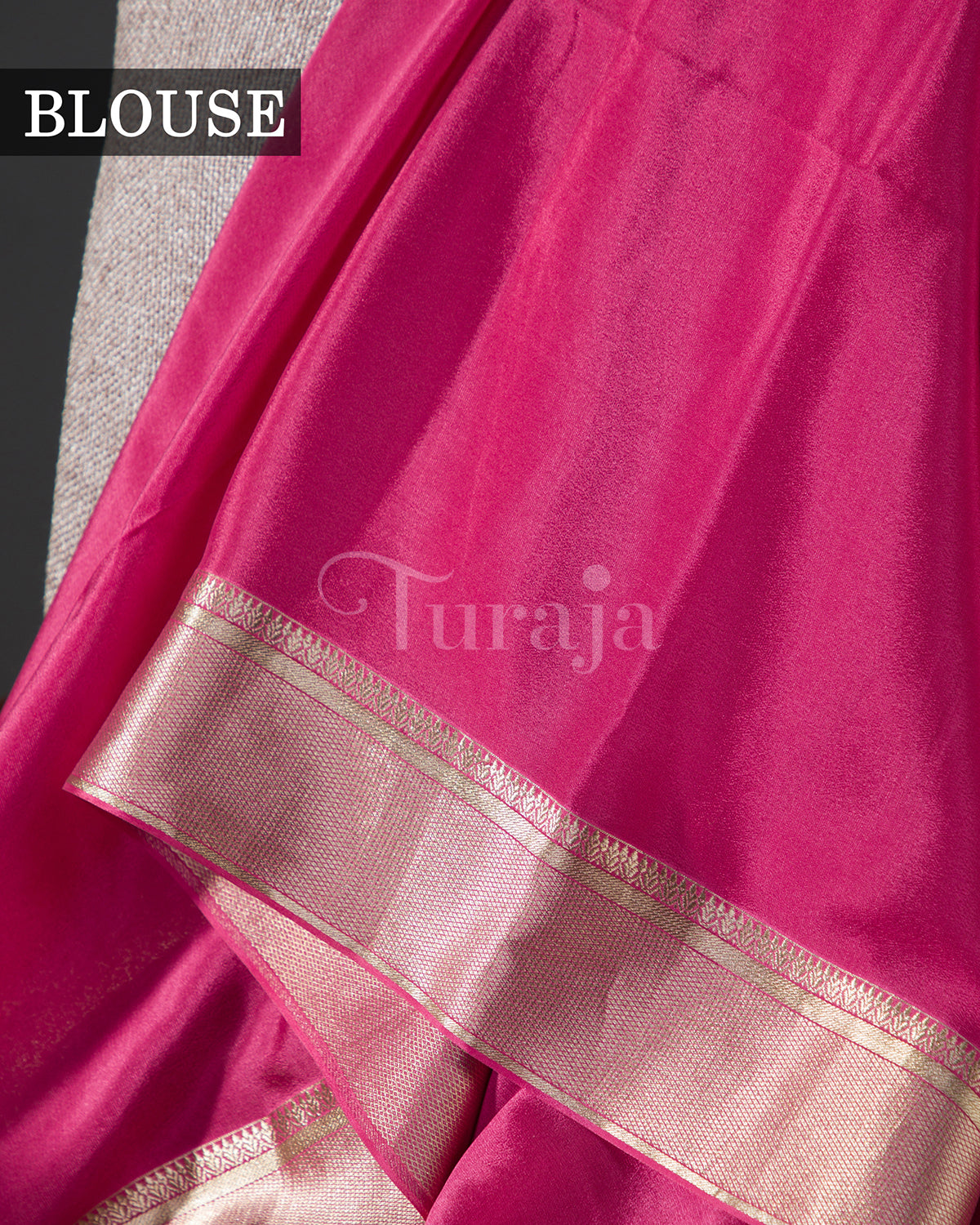 Pati Jaal Brocade: Pink Mysore Crepe Silk Saree-view5