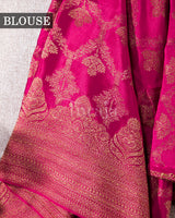 Antique Border: Rani Pink Mysore Crepe Silk Saree