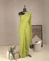 PLAIN CHIFFON SAREE - SAGE GREEN