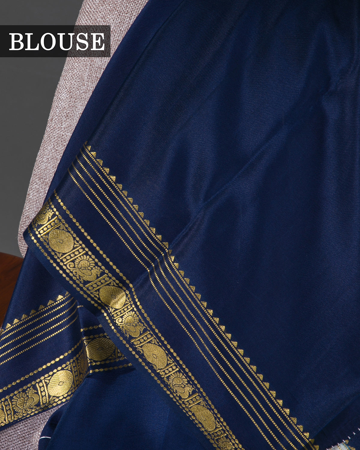 Rangkart - Navy Blue and Bottle Green Mysore Crepe Silk Saree