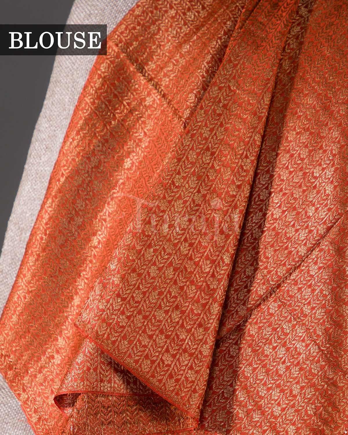 (Rashmika Mandanna Design) Saanjh : Rust Orange Brocade Mysore Crepe Silk Saree