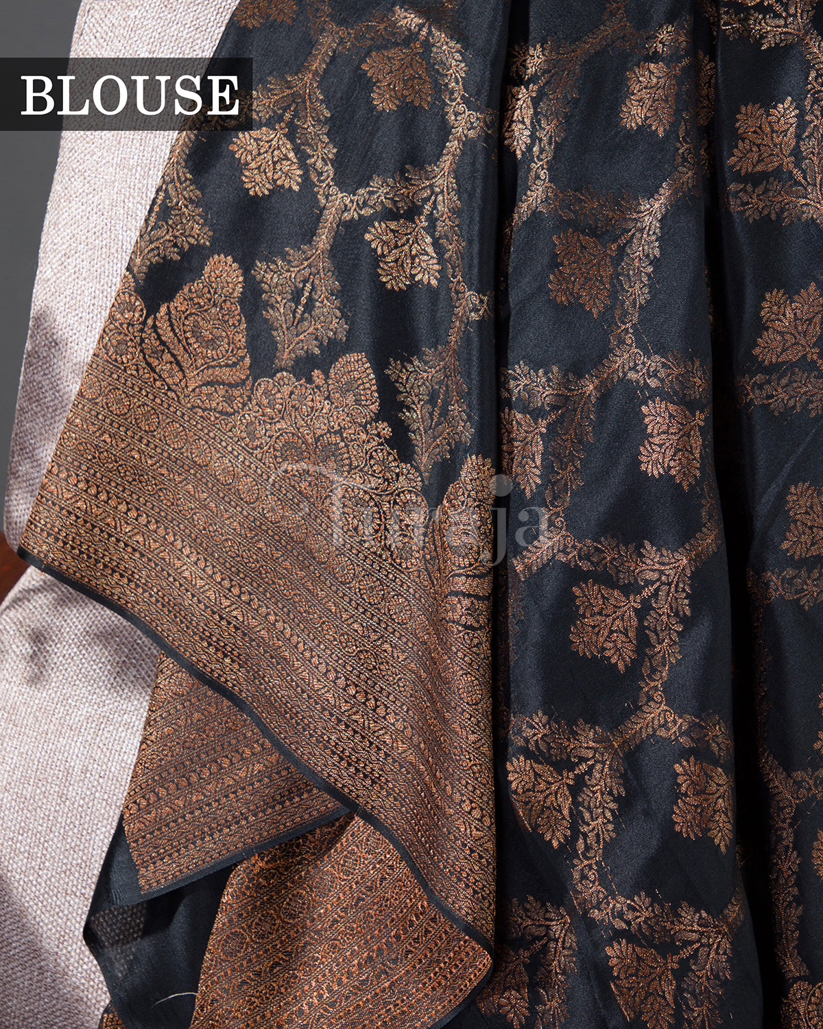 Antique Border: Black Mysore Crepe Silk Saree