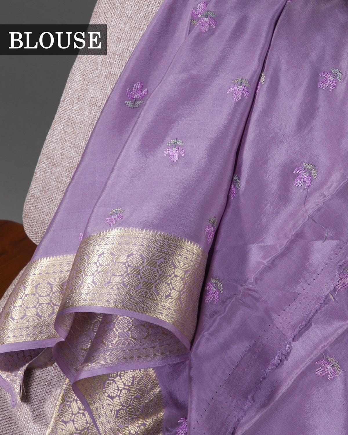 Floral Ari - Lavender Mysore Crepe Silk Saree