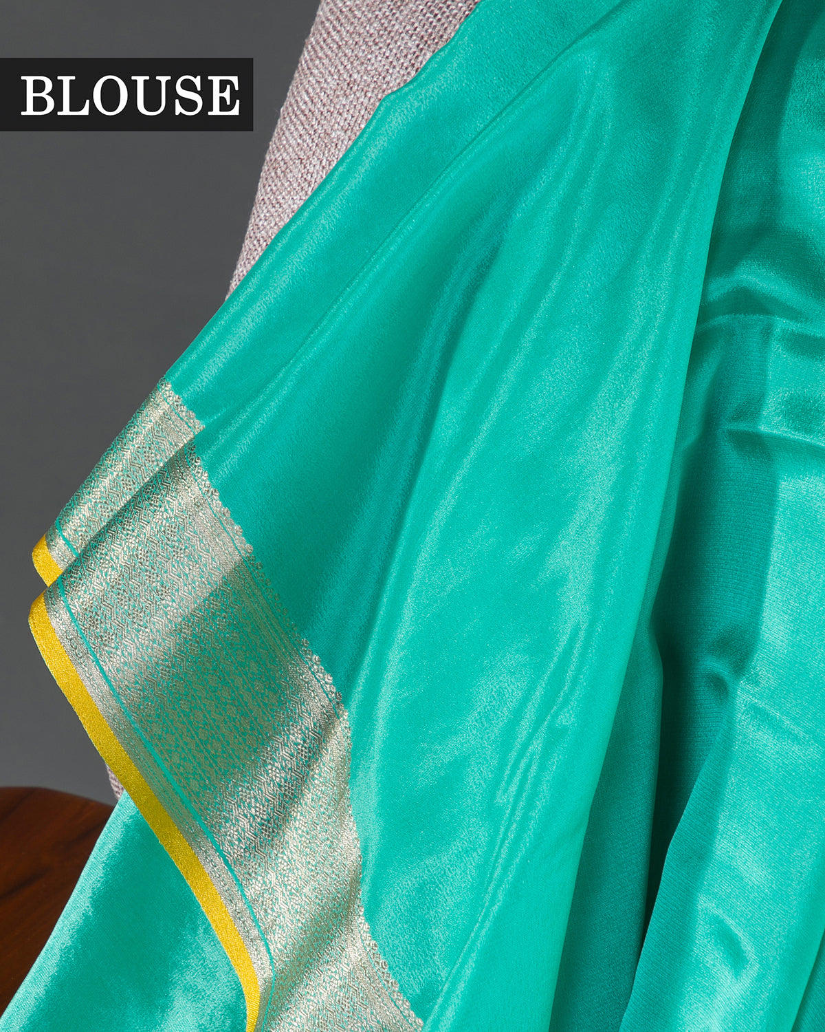 Regal Brocade - Firozi Mysore Crepe Silk Saree