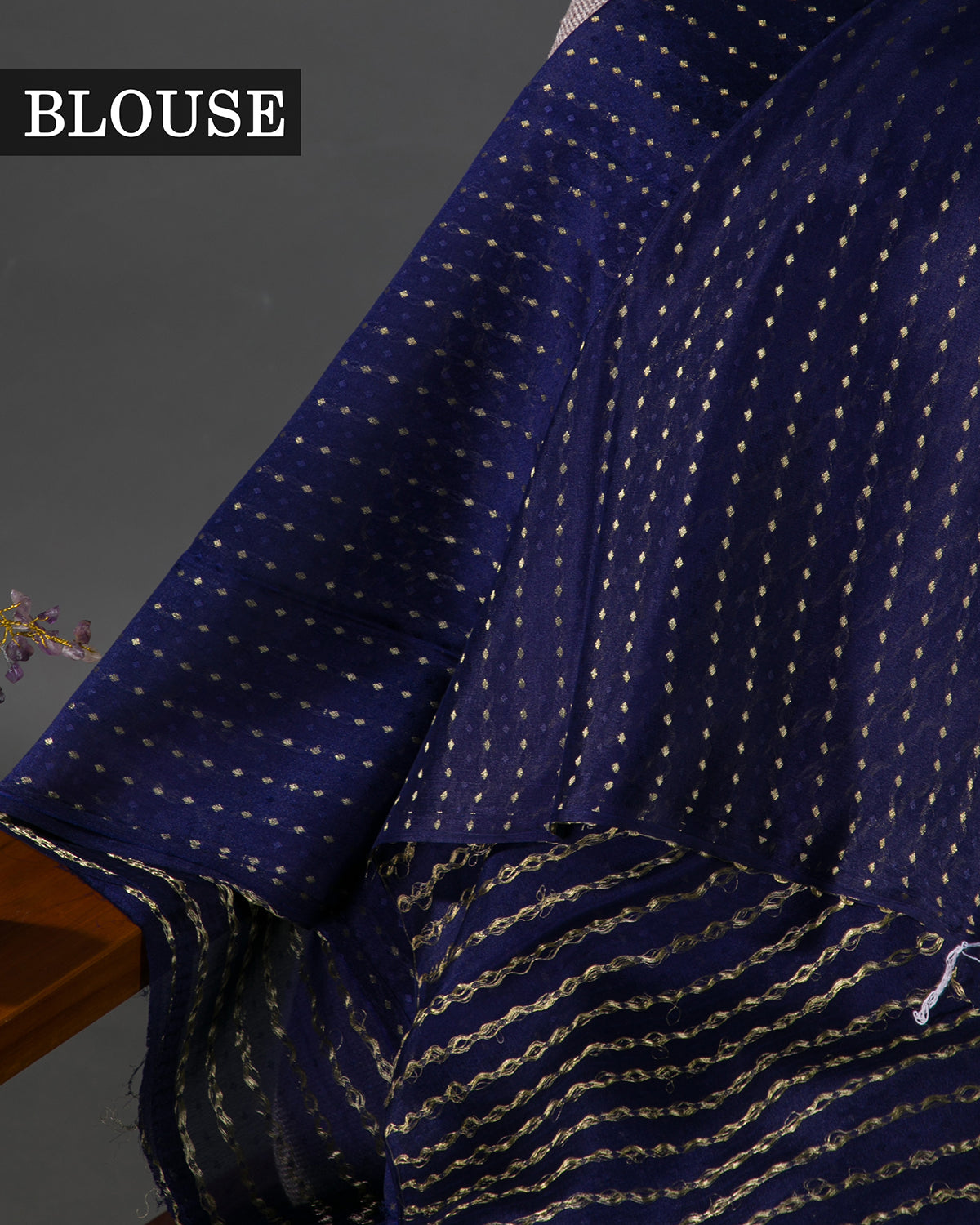 Pichwai - Navy Blue Mysore Crepe Silk Saree