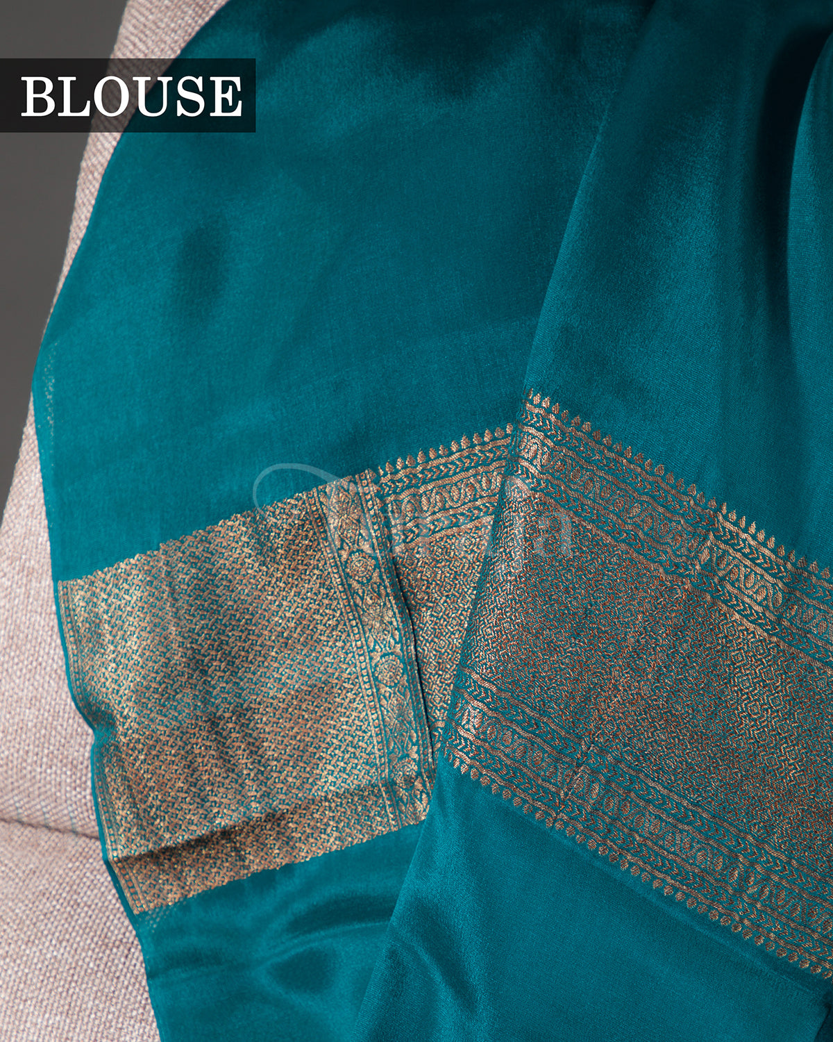 (Rashmika Mandanna Design) Saanjh: Rama Blue Brocade Mysore Crepe Silk Saree