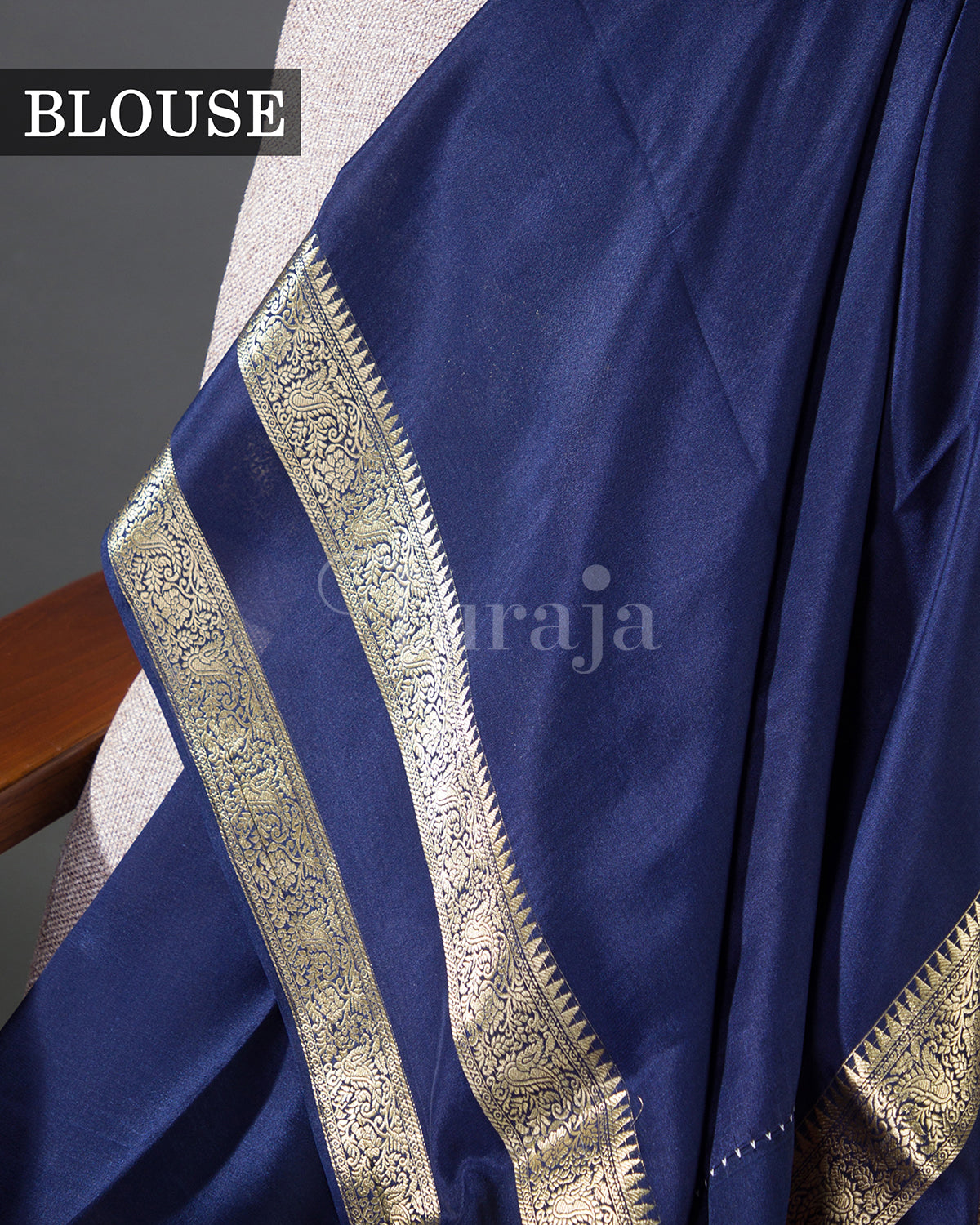 Royal Contrast: Navy Blue & Pink Mysore Crepe Silk Saree
