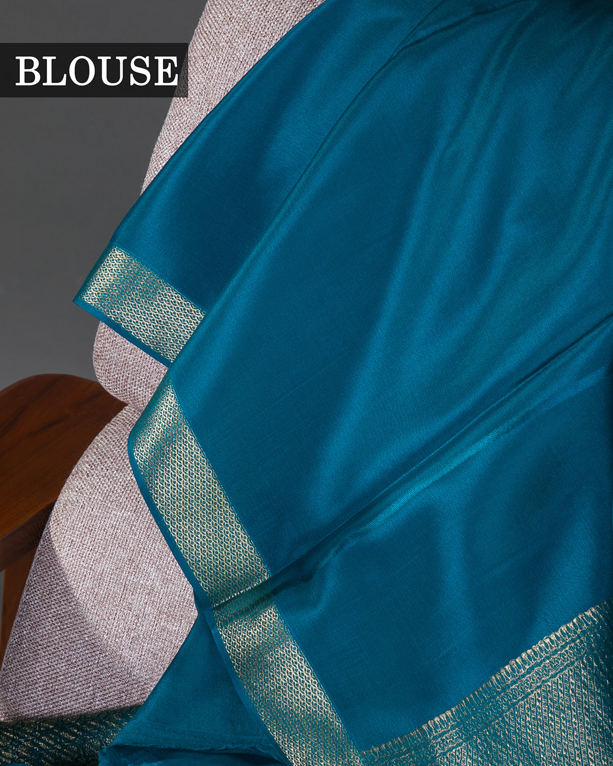 Zari Darbar - Peacock Blue Mysore Crepe Silk Saree